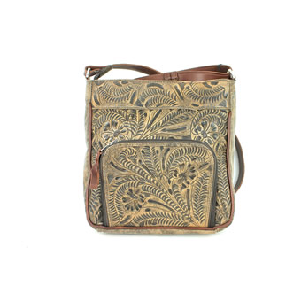 American West Lariats And Lace Messenger Bag - Charcoal Brown #2